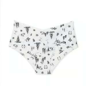 Victoria's Secret No Show Cheeky Hipster Panty in White Winter Toile Size L